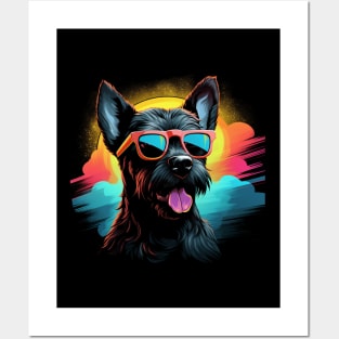 Retro Wave Russel Terrier Dog Shirt Posters and Art